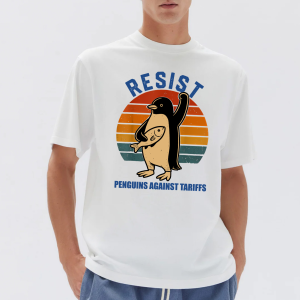 Penguins Against Tariffs Shirt – Funny Protest Tee, Flippers Up Heard Island Shirt, Subtle FDT Penguin Tariffs T-Shirt - Image 4
