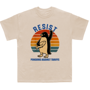 Penguins Against Tariffs Shirt – Funny Protest Tee, Flippers Up Heard Island Shirt, Subtle FDT Penguin Tariffs T-Shirt - Image 3