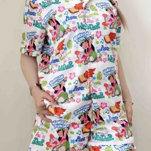 Alternative view of Hawaiian Punch Lilo and Myrtle Meme – Satin Short Pajamas