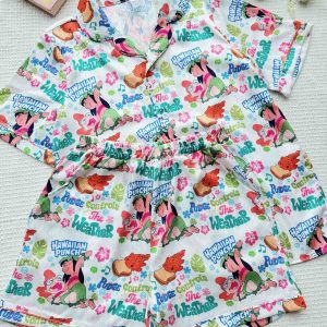 Hawaiian Punch Lilo and Myrtle Meme – Satin Short Pajamas - Image 3