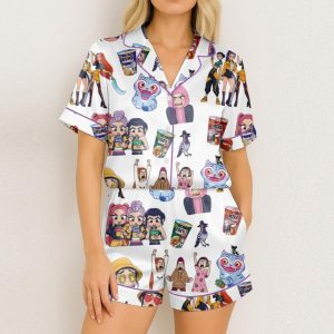 Alternative view of Huntrix Chibi Art Satin Pajamas Short Set