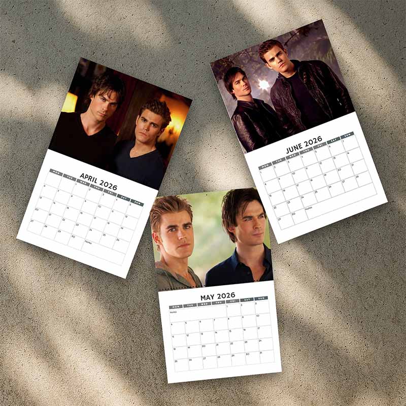 A Year Of Damon and Stefan 2026/2027 Calendar | Home Decor, Office Decor, Retro Movie Fan Gift - Image 2