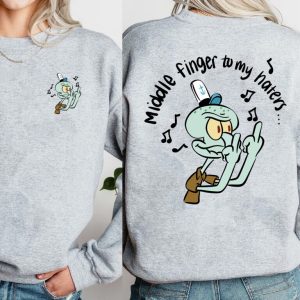 Alternative view of Squidward Tentacles Middle Finger To My Haters 2 Sides T-Shirt