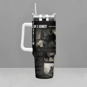 Leon Kennedy Resindent Evil 40oz Tumbler, Gift For Fans - Image 3