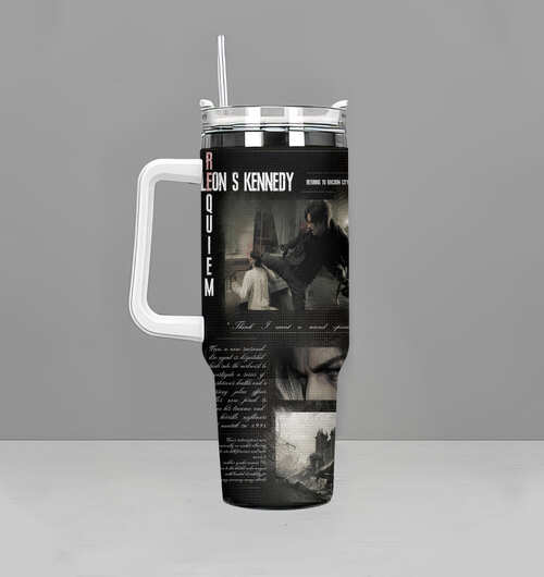 Leon Kennedy Resindent Evil 40oz Tumbler, Gift For Fans - Image 3