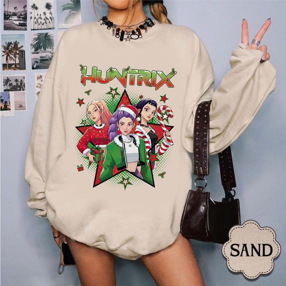 Huntrix Christmas, Kpop Demon Hunters Sweatshirt - Image 3