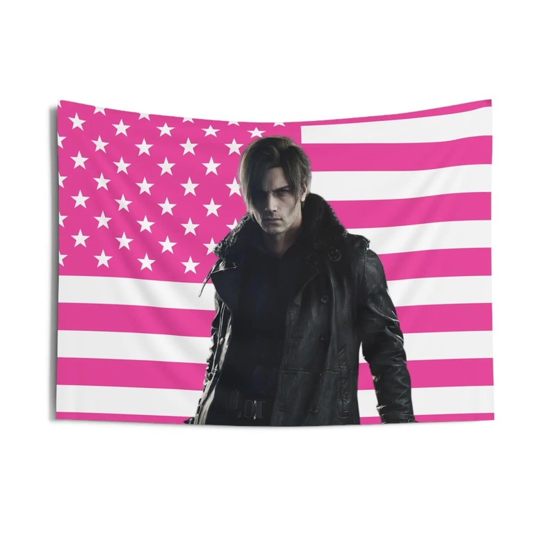 Leon Kennedy Flag, Gift For Fans, Re9 Gift