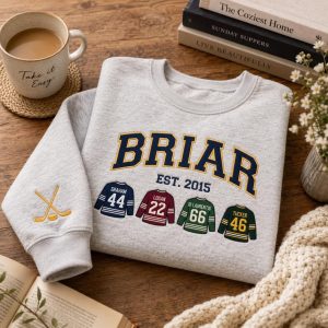 Briar University Hockey Romance Embroidered Sweatshirt, Graham 44 Di Laurentis 66 Crewneck