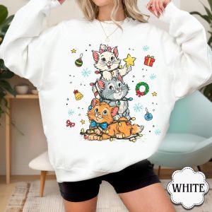 Cartoon Cats Christmas T-Shirt - Image 3