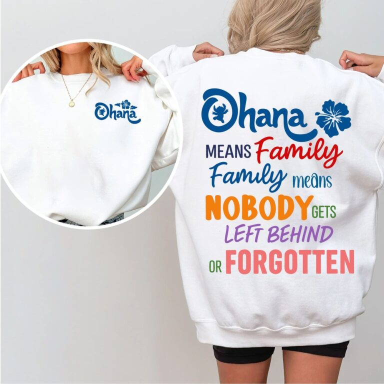 Ohana Means Family, LiLo & Stitch 2 Sides T-Shirt - Image 2