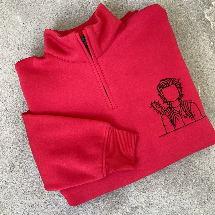 Steve Harrington Embroidered Zip Sweatshirt, Stranger Things Movie - Image 2