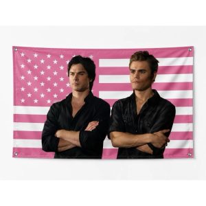 Damon & Stefan American Pink Flag
