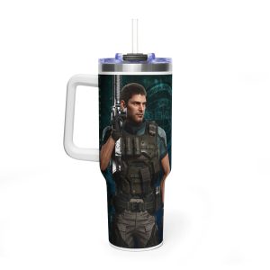 Chris Redfield Resindent Evil 40oz Tumbler, Gift For Fans - Image 4
