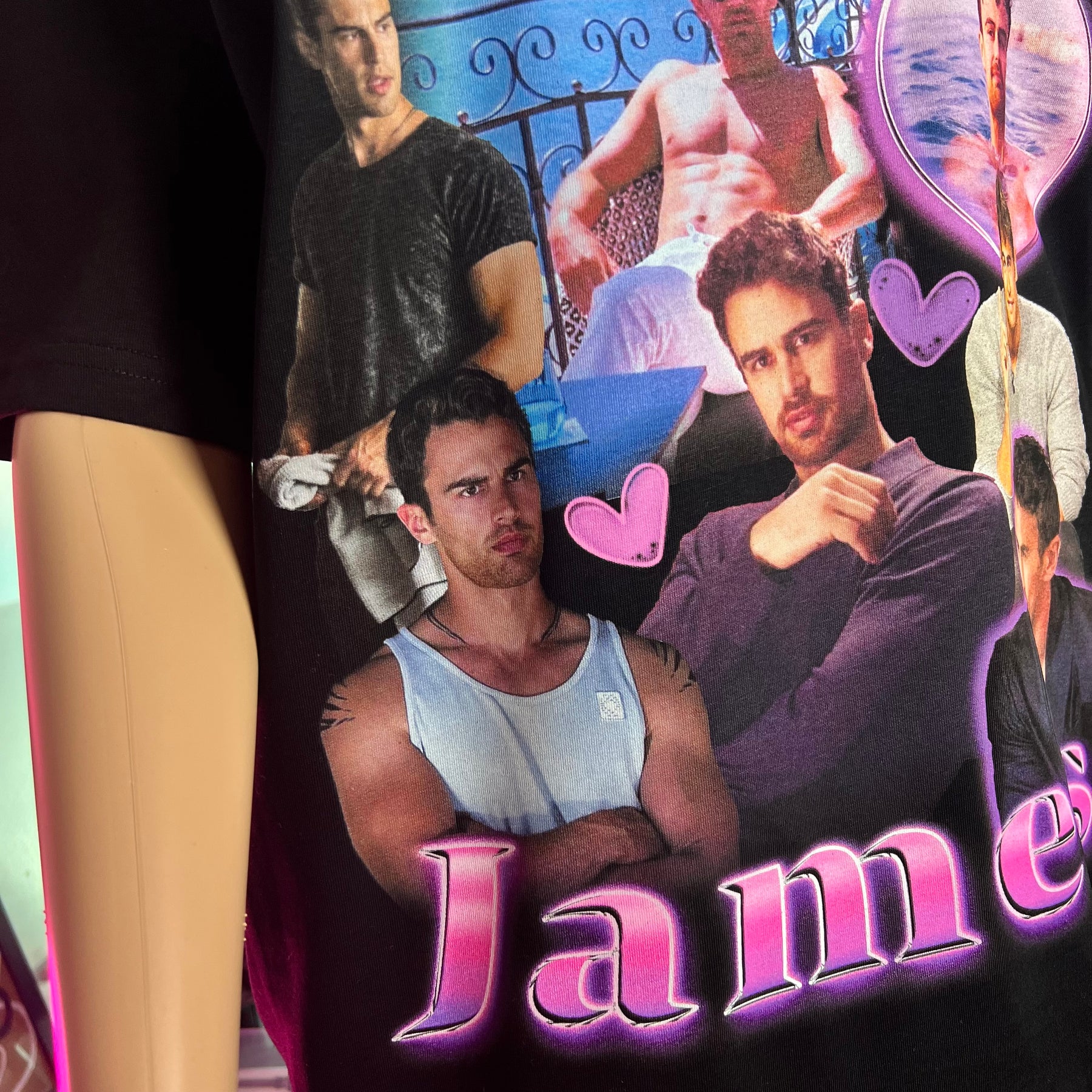 Theo James Collage Graphic T-Shirt, Y2K Celebrity Fan Shirt, Retro Aesthetic Tee - Image 2