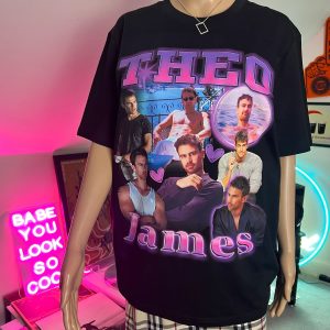 Theo James Collage Graphic T-Shirt, Y2K Celebrity Fan Shirt, Retro Aesthetic Tee