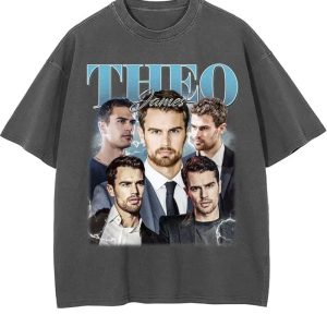 Theo James Vintage T-shirt, Unisex Tops, Y2K 90s Retro Movies Bootleg T-shirt - Image 4