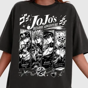 Alternative view of Vintage JoJo’s Bizarre Adventure Shirt, Jotaro Kujo DIO Josuke Giorno Anime Graphic Tee
