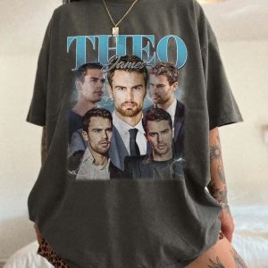 Theo James Vintage T-shirt, Unisex Tops, Y2K 90s Retro Movies Bootleg T-shirt