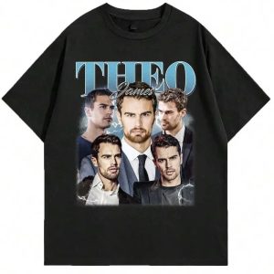 Alternative view of Theo James Vintage T-shirt, Unisex Tops, Y2K 90s Retro Movies Bootleg T-shirt