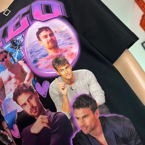 Theo James Collage Graphic T-Shirt, Y2K Celebrity Fan Shirt, Retro Aesthetic Tee - Image 3