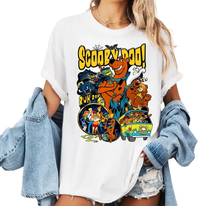 Mystery Gang Halloween Shirt, Funny Cartoon Detective Graphic Tee Sweatshirt Hoodie - Image 2
