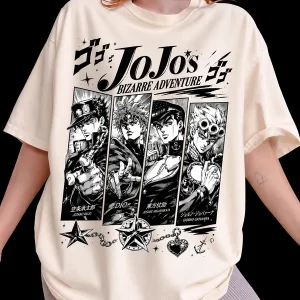 Vintage JoJo’s Bizarre Adventure Shirt, Jotaro Kujo DIO Josuke Giorno Anime Graphic Tee