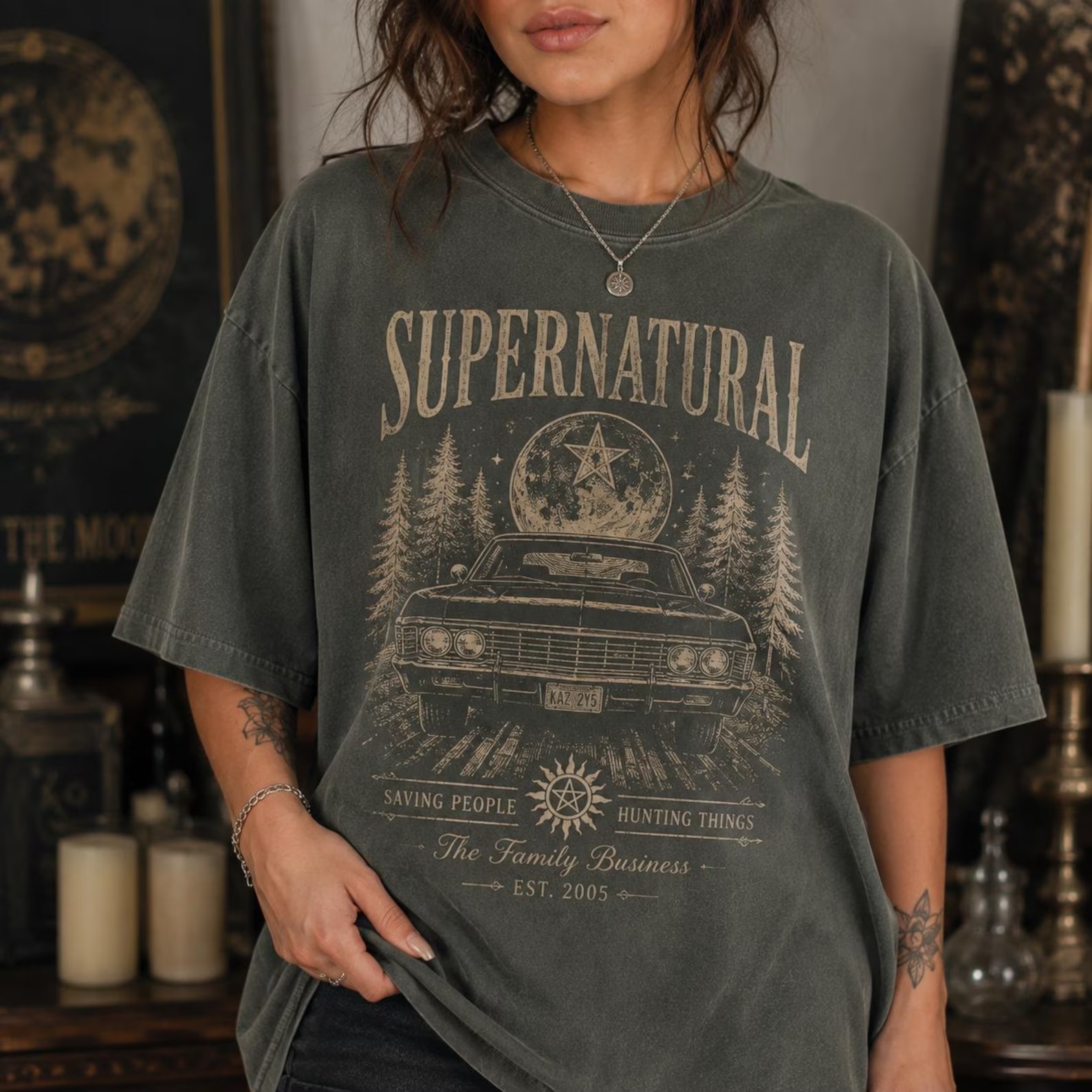 Supernatural Muscle Car Graphic Tee, Vintage Paranormal Horror Shirt