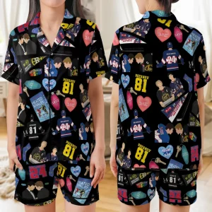 Heated Rivalry Satin Pajama Set, Hollander and Rozanov Pajamas, LGBT Hockey Romance Sleepwear Gift For Couple