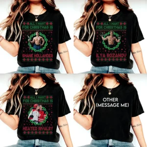 All I Want For Christmas is Heated RivaLry Characters Shirt, Vintage Unisex Sweatshirt