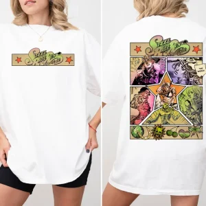 Alternative view of jojo's bizarre adventure Steel Ball Run Art Character 2 Sides T-Shirt