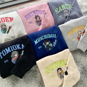 Alternative view of Retro Demon Slayer Embroidered Sweatshirt, Dem0n Slayer Movie