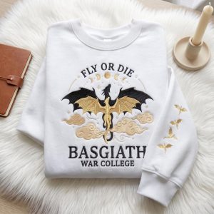 Fly Or Dle Embroidered Dragon Sweatshirt, Fourth Wing Xaden Riorson, Fantasy Bookish Gift