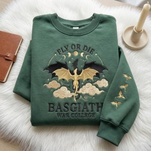 Alternative view of Fly Or Dle Embroidered Dragon Sweatshirt, Fourth Wing Xaden Riorson, Fantasy Bookish Gift