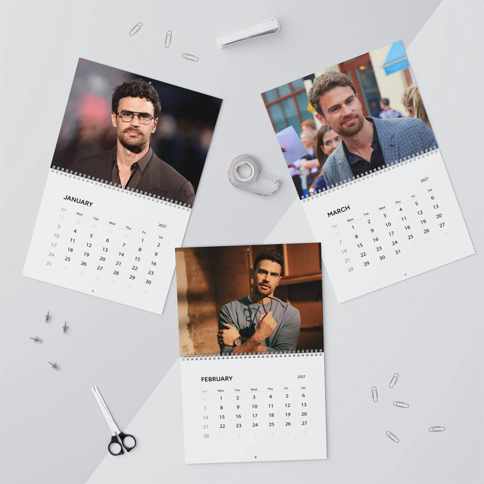 Theo James 2027 Wall Calendar | 12 Month Actor Photo Calendar | Celebrity Fan Gift - Image 5