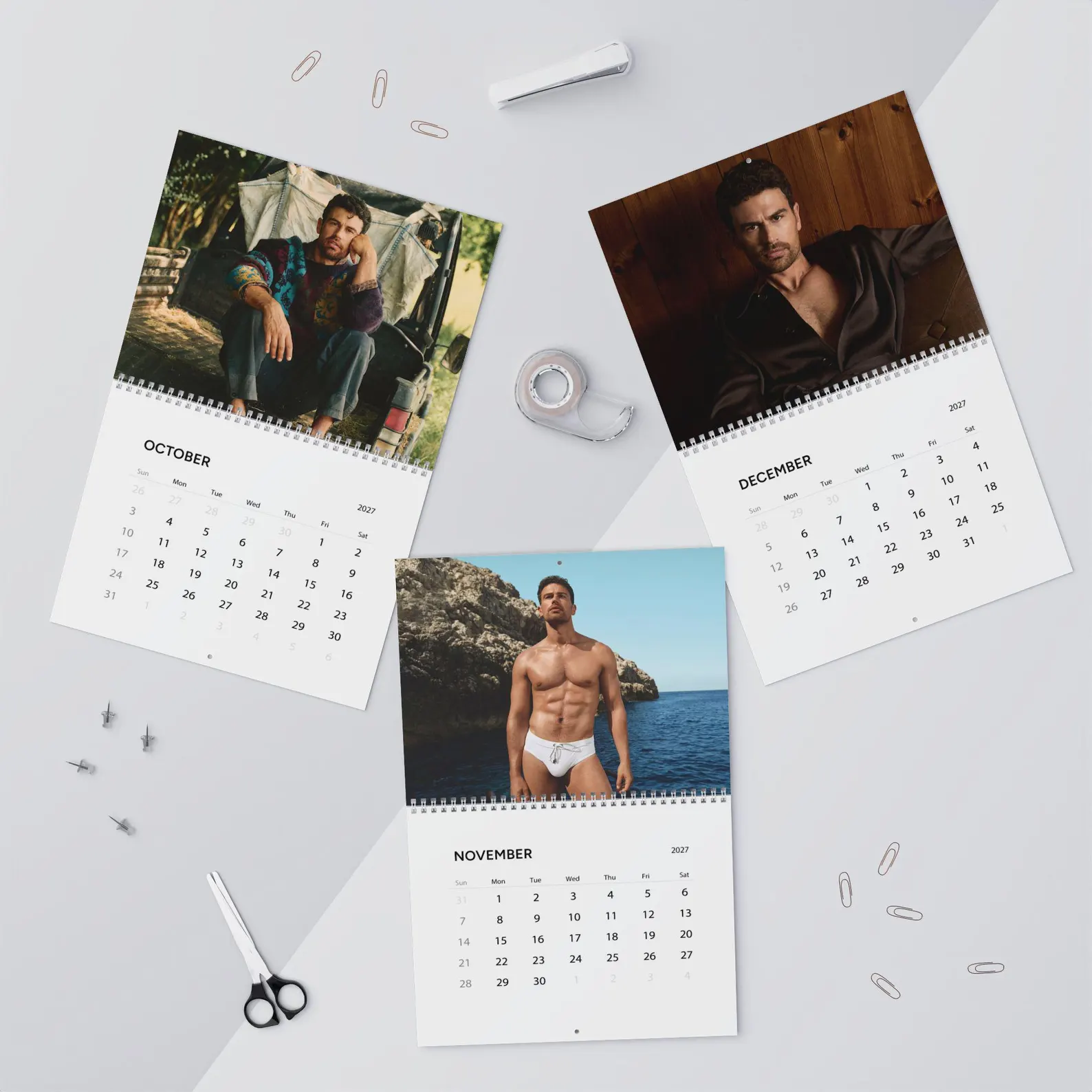 Theo James 2027 Wall Calendar | 12 Month Actor Photo Calendar | Celebrity Fan Gift - Image 2