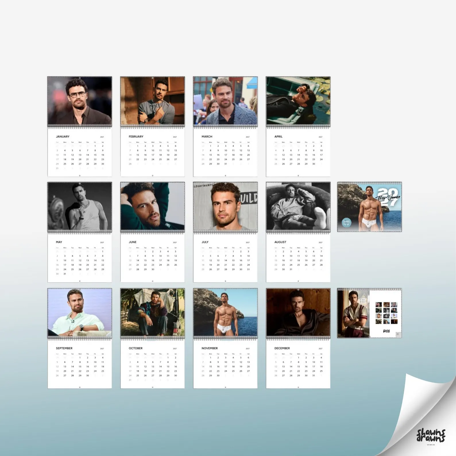 Theo James 2027 Wall Calendar | 12 Month Actor Photo Calendar | Celebrity Fan Gift - Image 8